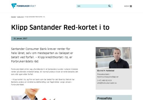 
                            8. Klipp Santander Red-kortet i to : Forbrukerrådet