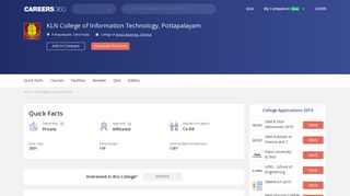 
                            12. KLN College of Information Technology, Pottapalayam - courses, fee ...