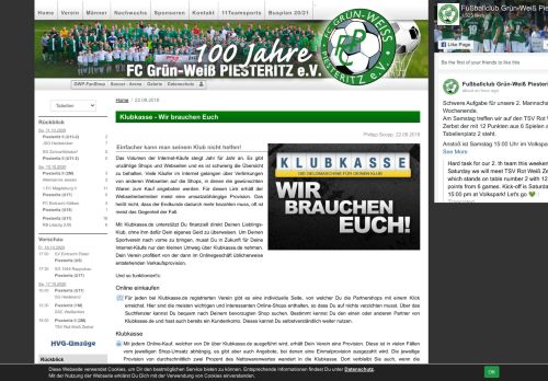 
                            8. Klubkasse - Wir brauchen Euch - FC Grün-Weiß Piesteritz