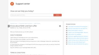 
                            1. Know about Refer and Earn offer : Support center - care@freecharge ...