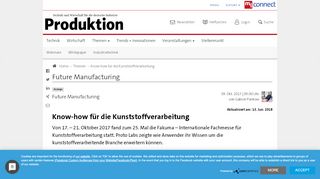 
                            11. Know-how für die Kunststoffverarbeitung - produktion.de