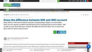 
                            7. Know the difference between NRE and NRO account - Moneycontrol ...