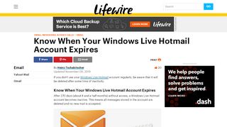 
                            7. Know When Your Windows Live Hotmail Account Expires - Lifewire