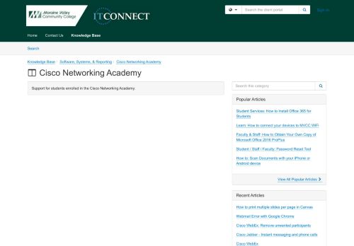 
                            12. Knowledge Base - Cisco Networking Academy - TeamDynamix