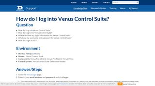
                            6. Knowledge Base How do I log into Venus Control Suite? - Daktronics