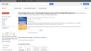 
                            13. Knowledge Discovery, Knowledge Engineering and Knowledge Management: ...