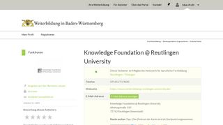 
                            9. Knowledge Foundation @ Reutlingen University - Ihre Weiterbildung ...