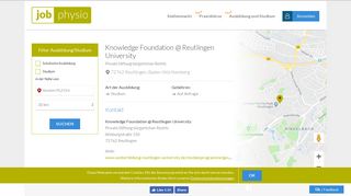 
                            12. Knowledge Foundation @ Reutlingen University | Job-Physio.de