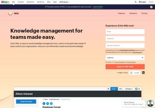 
                            7. Knowledge Management Software & Sharing Tool - Zoho Wiki