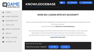 
                            11. Knowledgebase - How do I login into my account? - GameHosting.co