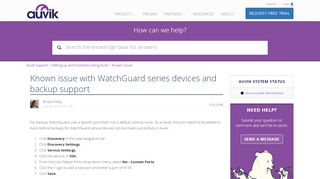 
                            9. Known issue with WatchGuard series devices and backup support ...