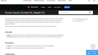 
                            2. Known issues | Adobe Acrobat DC, Reader DC - Adobe Help Center