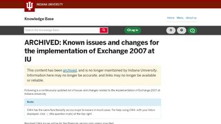 
                            10. Known issues and changes for the implementation of Exchange 2007 ...