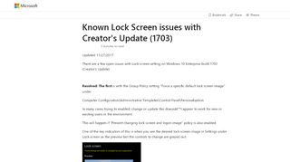 
                            2. Known Lock Screen issues with Creator's Update (1703) – Fides ...