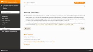 
                            3. Known Problems — Frontend Login for Website Users latest (9-dev ...