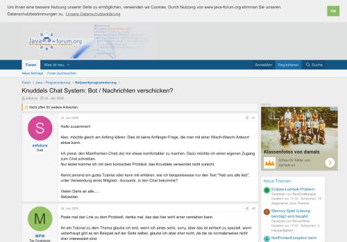 
                            9. Knuddels Chat System: Bot / Nachrichten verschicken? - Java-Forum.org