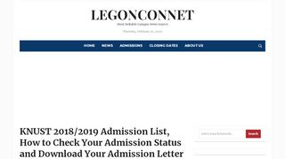 
                            11. KNUST 2018/2019 Admission List, How to Check Your Admission ...