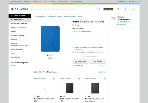 
                            11. Kobo SleepCover Aura 2nd Edition - eReader + Tablet Zubehör ...