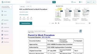 
                            11. KOC.sa.004 Permit to Work Procedure | Electrician | Labour ...