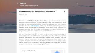 
                            11. Kode Keamanan OTP Tokopedia, Bisa dinonaktifkan | GaliTrik