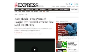 
                            12. Kodi shock - Free Premier League live football streams face total UK ...