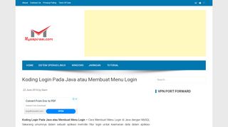 
                            3. Koding Login Pada Java atau Java Membuat Menu Login