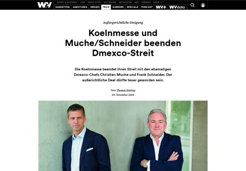 
                            6. Koelnmesse und Muche/Schneider beenden Dmexco-Streit | W&V