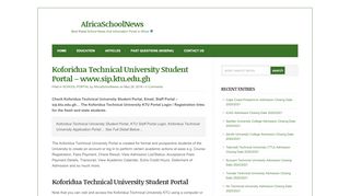 
                            9. Koforidua Technical University Student Portal – www.sip.ktu.edu.gh ...