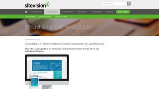 
                            11. Kollektivtrafikkoncernen Keolis lanserar ny webbplats - SiteVision ...