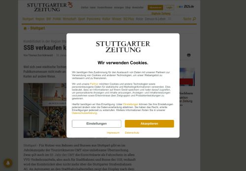 
                            8. Kombiticket in der Region Stuttgart: SSB verkaufen kein CMT ...