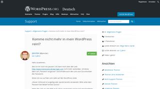 
                            6. Komme nicht mehr in mein WordPress rein!? | WordPress.org