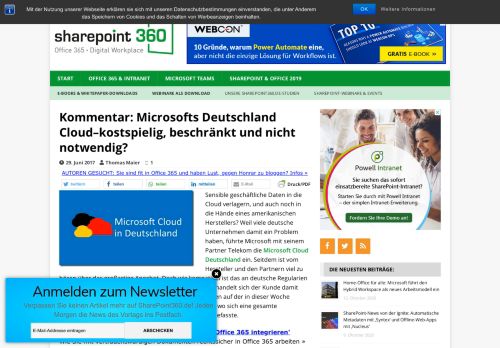 
                            11. Kommentar: Microsofts Deutschland Cloud–kostspielig, beschränkt ...