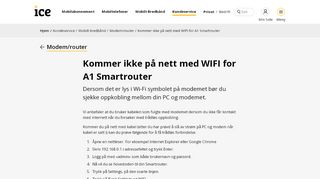 
                            3. Kommer ikke på nett med WIFI for A1 Smartrouter - ice