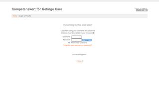 
                            10. Kompetenskort för Getinge Care: Login to the site