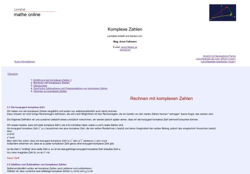 
                            12. Komplexe Zahlen - Lernpfad - Mathe-online.at