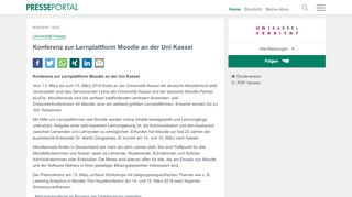 
                            9. ▷ Konferenz zur Lernplattform Moodle an der Uni Kassel | Presseportal