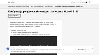 
                            10. Konfiguracja internetu na modemie Huawei B315 - Nasz Orange