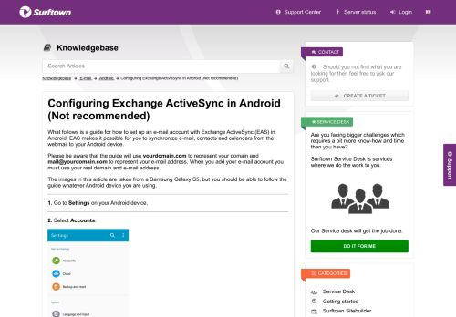 
                            6. Konfiguration af Exchange ActiveSync for Android (anbefalet) - Surftown