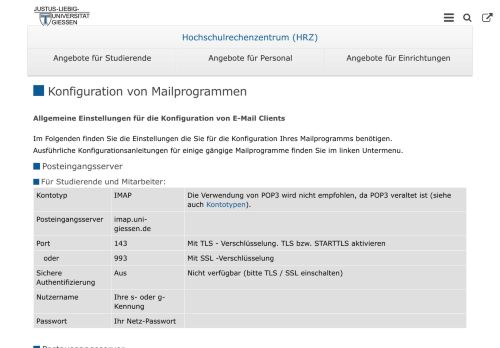 
                            10. Konfiguration von Mailprogrammen — Hochschulrechenzentrum (HRZ)