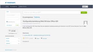 
                            2. Konfigurationsanleitung für Mitel MiVoice Office 400 - Powered by ...