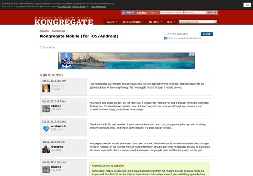 
                            9. Kongregate Mobile (for iOS/Android) discussion on Kongregate