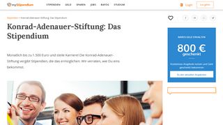 
                            10. Konrad-Adenauer-Stiftung: Das Stipendium | myStipendium
