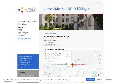 
                            11. Kontakt & Anfahrt – Universitäts-Hautklinik Tübingen