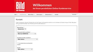 
                            3. Kontakt - Axel Springer Kundenservice-Portal - BILD am Sonntag