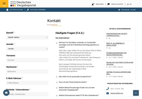 
                            13. Kontakt | Deutsches Vergabeportal