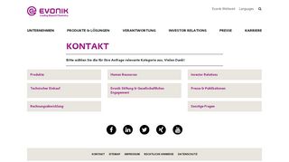 
                            7. Kontakt - Evonik Industries AG