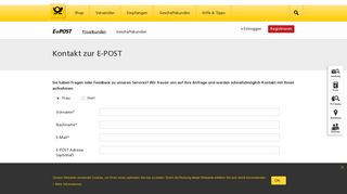 
                            2. Kontakt für Privatkunden | Deutsche Post | E-POST