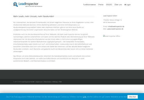 
                            9. Kontakt - Lead Inspector | B2B Lead Generation. Neu definiert.