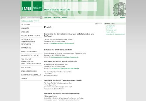 
                            9. Kontakt - Medizinische Fakultät - LMU München