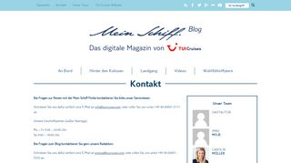 
                            4. Kontakt - Mein Schiff Blog - TUI Cruises